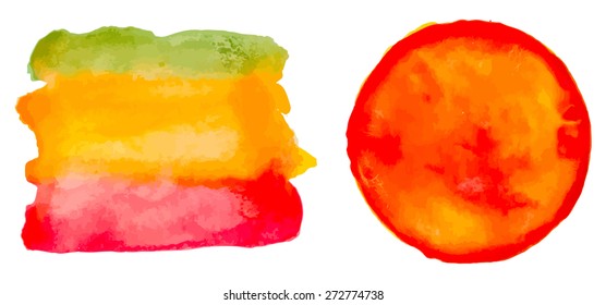Vector watercolor circle square.