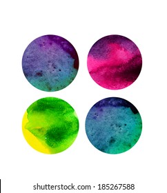 Vector watercolor circles, round shapes.  Watercolor rounds background isolated on white. Set of circle watercolor stains