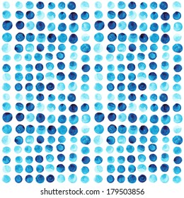 Vector watercolor circles seamless pattern (tiled). Retro hand drawn circles ornament. Round shapes pattern. Round shapes. Painted ornament. Grunge colorful rounds shapes.