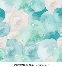 Vector watercolor circles seamless pattern (tiled).  Hand drawn circles ornament. Round shapes pattern. Round shapes. Painted ornament. Grunge colorful rounds shapes.