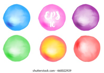 Vector watercolor circles set, splashes as design elements
