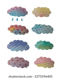 Nubes de acuarela vectorial para tu diseño. Mancha acuática creativa moderna para la decoración, concepto abstracto de agua o nube, fondo