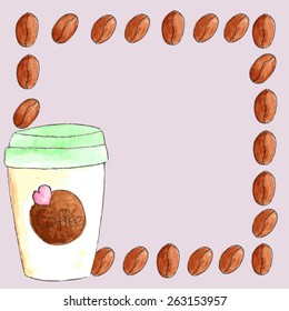 vector watercolor coffee to go