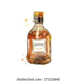 Vektorillustration Aquarell Cognac.