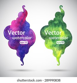 Vector Watercolor Colorful Clouds. Abstract Banner Backgrounds. Vivid Fragrance Visualization. Cloud Shape With Swirls. Template For Your Design.