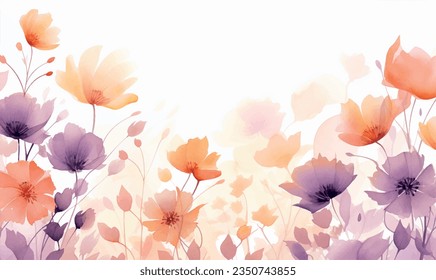 vector watercolor colorful flowers background