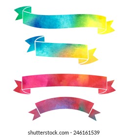 vector watercolor colorful ribbons banners