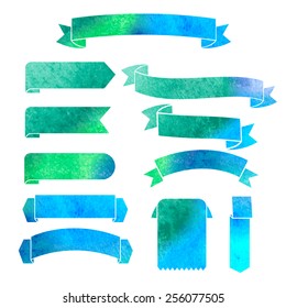vector watercolor colorful ribbons banners