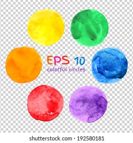 Vector watercolor colorful round banners.