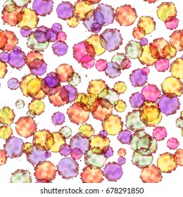 Vector watercolor confetti pattern. Repeating watercolour splashes.  Abstract festive spots. Hand drawn ethnic texture. Textile print. Endless simple backdrop.