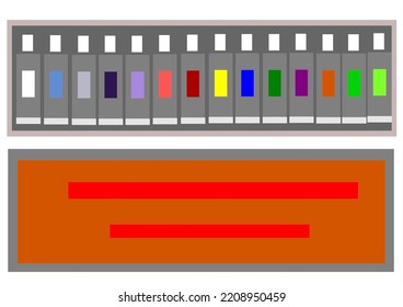vector watercolor It consists of several colored tubes. The tube has a colored band inside the tube.


