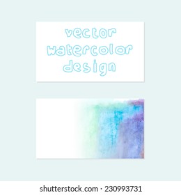 Vector watercolor corporate identity element template for business card and banner in blue and green nautical eco theme