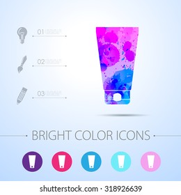 Vector watercolor cosmetic cream bottle with infographic elements 