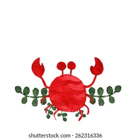 vector watercolor crab