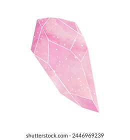 vector watercolor crystal on white background.