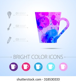 Vector watercolor cup for tea or coffee icon 