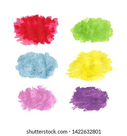 vector watercolor customizable splash in multiple colors; red, green, blue, pink, yellow, purple
