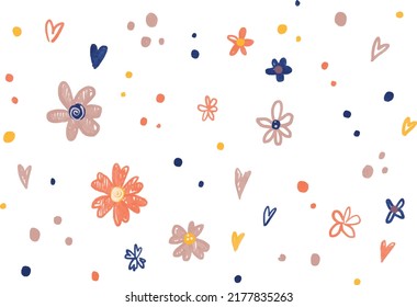 Vector watercolor cute Floral pastel hand painted set of flowers and branches and dots. Ideal for print, stickers, collage, graphic design, scrap booking, decoration and other creative projects.