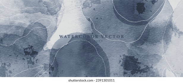 Vector watercolor dark blue background with imitation of a natural brush for decoration, wallpaper, covers.