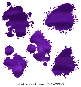Vector watercolor deep violet splashes.