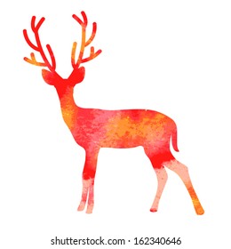 Vector watercolor deer with horns 