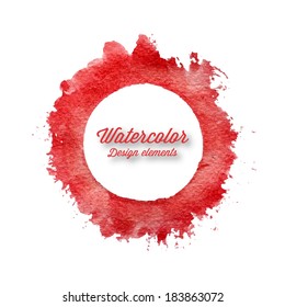 Vector watercolor design element. Hand drawn abstract colorful ring.