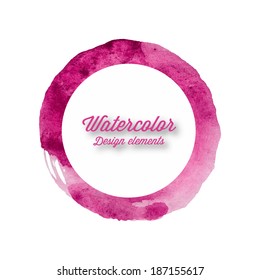 Vector watercolor design elements. Hand drawn abstract colorful ring.