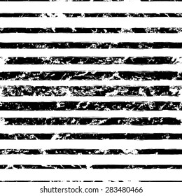 Vector watercolor different sized stripes grunge seamless pattern. Hand drawn abstract black and white texture background.