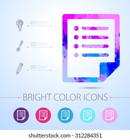 Vector watercolor document icon with infographic elements 