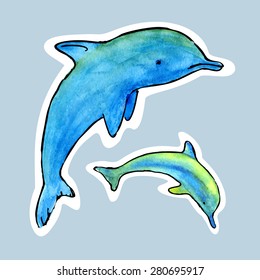 Vector Watercolor Dolphin