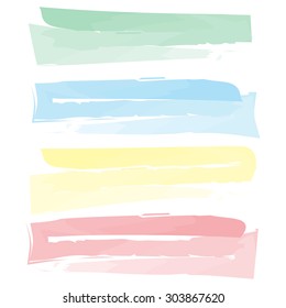 Vector watercolor drawing set of  abstract handmade paints elements design isolated on white background