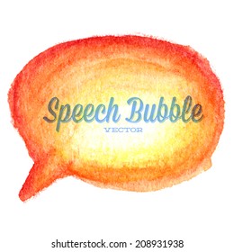 Vector watercolor drawn orange speech bubble with lettering