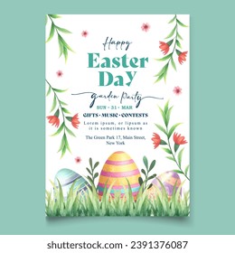 vector Watercolor easter poster template