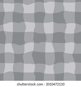 Vektor Aquarelleffekt Gingham nahtlose Muster Hintergrund. Organische unregelmäßige Streifen malerische Gitterrost Hintergrund. Einfarbiges, grau geprüftes Design. Crinkle faux Tuch Wiederholung für Verpackung, Wellness