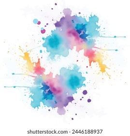 Vector Watercolor effect vector stains. Grunge splatter. Rainbow colors grunge splash. 