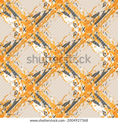 Vector watercolor effect wicker weave canvas seamless pattern background. Painterly criss cross backdrop. Woven retro color diagonal geometric grid repeat design. Lattice fibre texture all over print