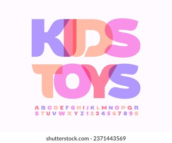 Vector watercolor emblem Kids Toys. Creative Font. Modern Alphabet Letters and Numbers