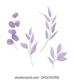 VektorAquarellfarben-Eucaliptus-Äste und Laubblütengrafik einzeln