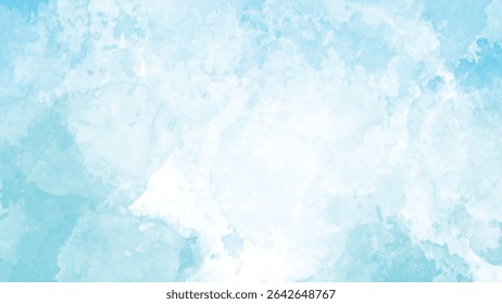 Acuarela de Vector con fondo abstracto de acuarela paleta de colores azul claro y blanco suave...