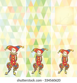 Vector watercolor fill colorful hand drawing harlequin on diamond geometric background banner