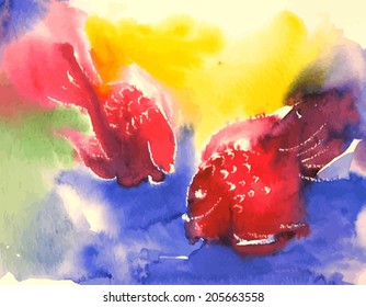 vector watercolor fish