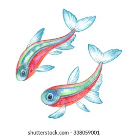 Vector watercolor fish.