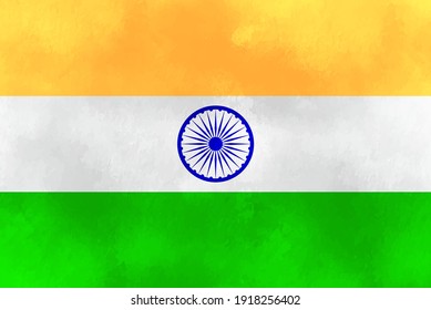 Vector watercolor flag of India.