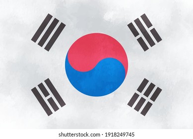 Vector watercolor flag of Korea.