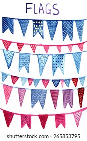 Vector Watercolor Flags with decorative patterns