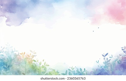 Vector watercolor floral abstract background, pattern, texture, paint splashes, pastel colors