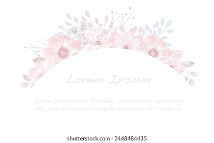 Vector Watercolor Floral Arch Background With Text Space Isolated On A White Background. 