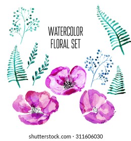 Vector Watercolor Floral background With Hand Painted Leaves. Watercolor Leaf Branch backdrop. Text Frame.
