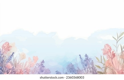 Vector watercolor floral background, pattern, texture, paint splashes, pastel colors