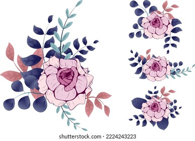 Vector watercolor floral elements and arrangement collection